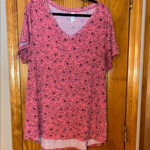 LuLaRoe Pink Floral Short Sleeve Top